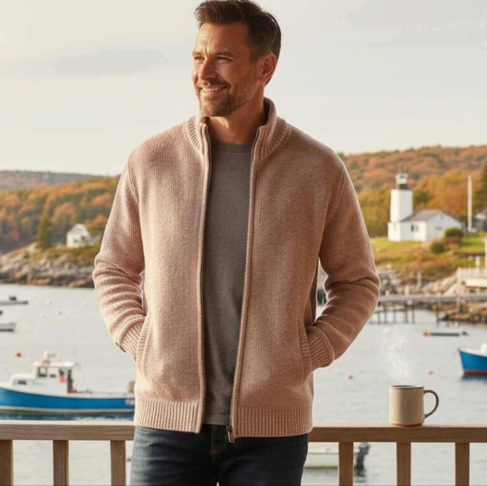 L.L. Bean M Heritage Coasta Cabincore Blanket Lined Lambswool Knit Sweater